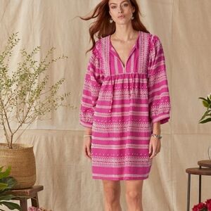 Melissa Nepton Bart Dress Fuchia Embroidered Babydoll Women's Small